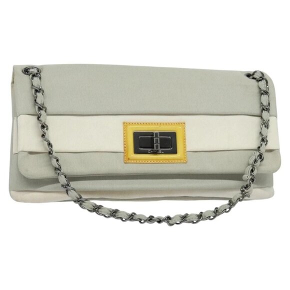 CHANEL Chain Shoulder Bag Nylon Gray CC Auth bs25857 - Picture 1 of 16